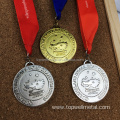 Custom silver medal with ribbon gold race medal